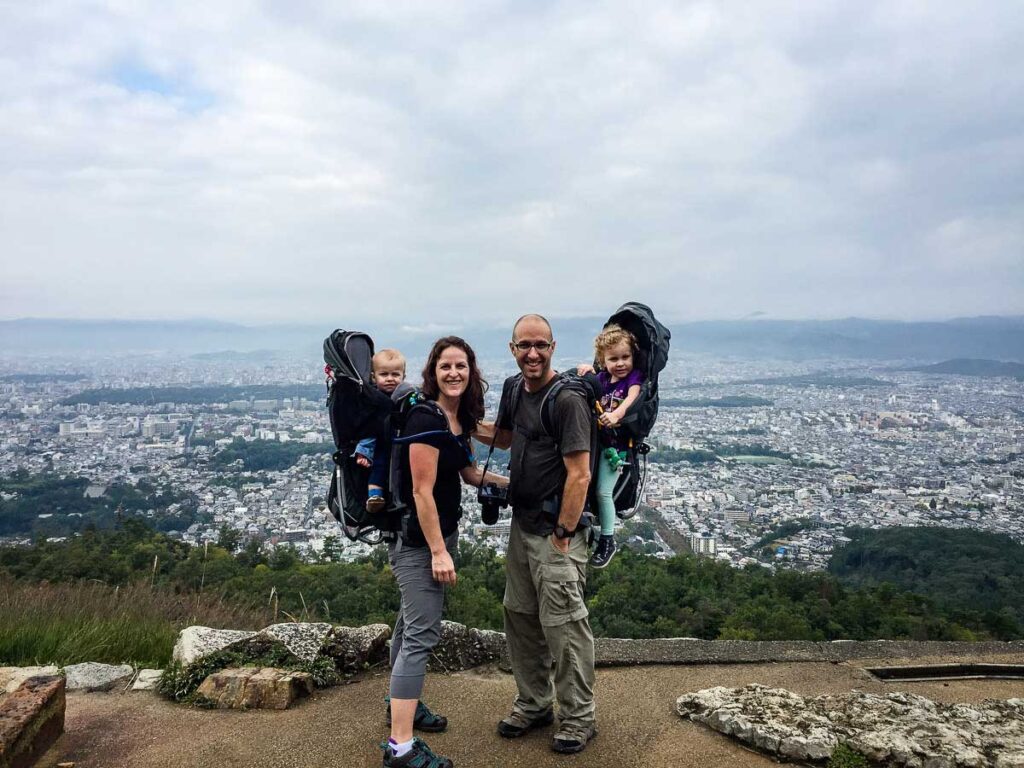 using toddler backpack carriers for hiking in Kyoto Japan