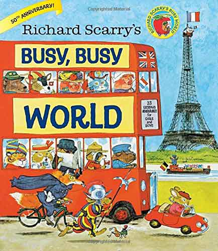 Toddler books about travel - Richard Scarry's Busy Busy World.