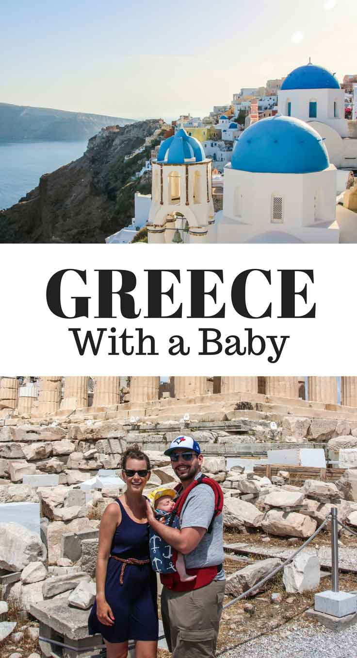 Travelling to Greece with a baby. This guide covers everything you need to know for taking your baby to Greece. It includes info on Santorini, Mykonos, Athens, Naxos, Delphi and Meteora! Read more at www.BabyCanTravel.com/blog #babytravel #toddlertravel #familytravel #greece