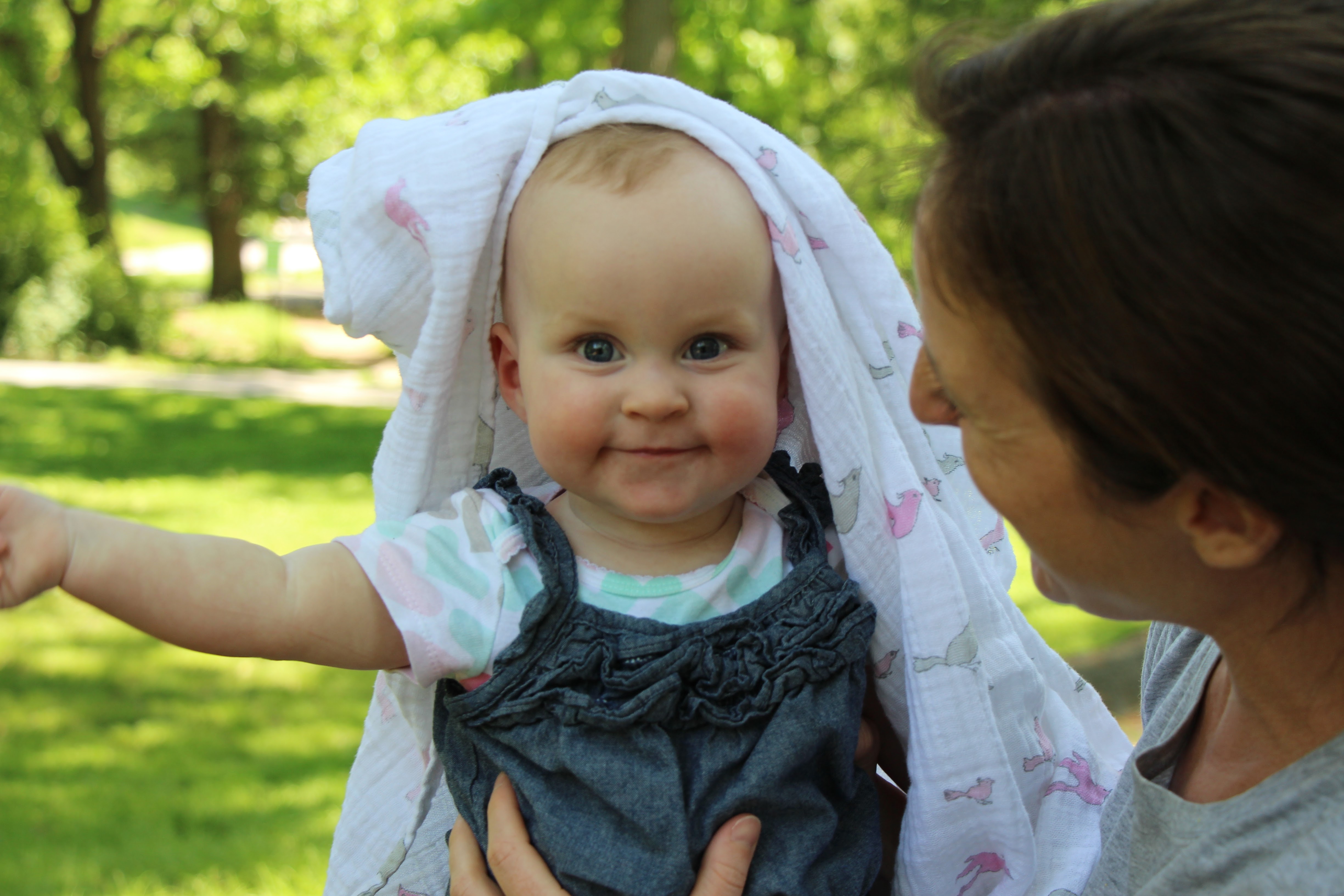 another creative use for a muslin swaddle blanket is as a nursing cover.