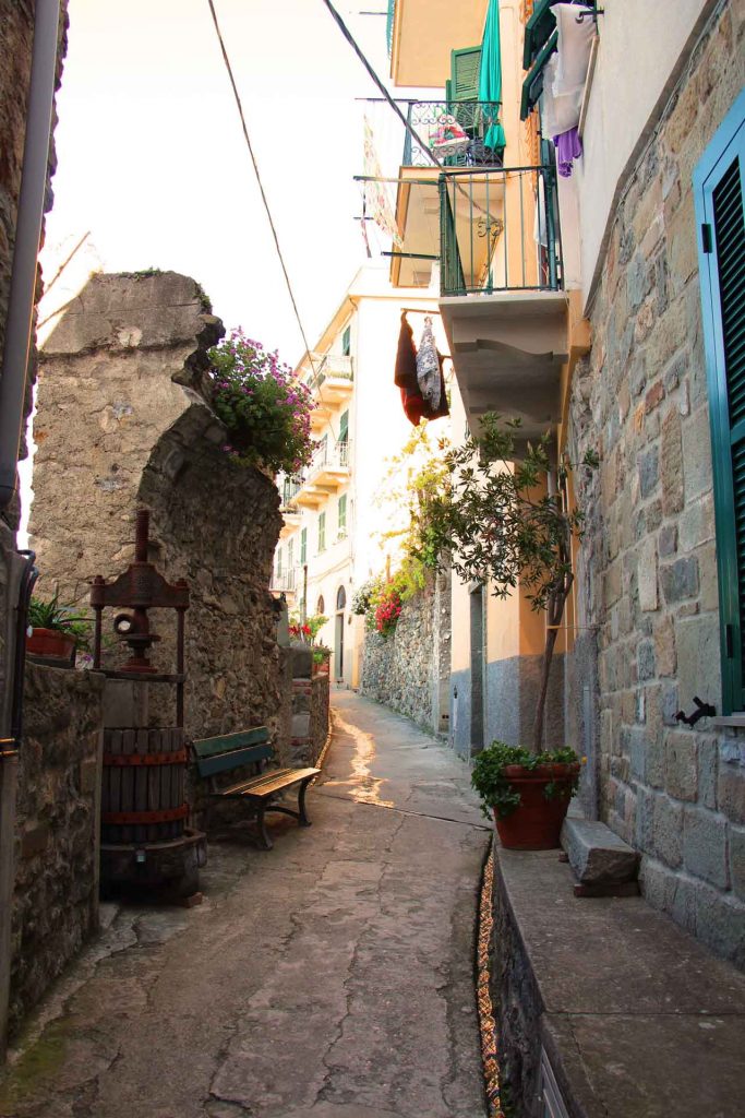 When visiting Cinque Terre with a baby or toddler, try to get an early start. The streets are so beautiful in the morning before the crowds of tourists arrive