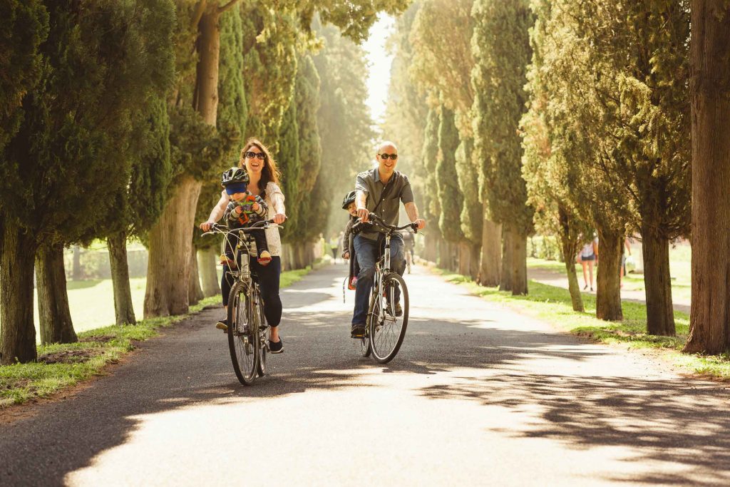 Riding bikes on the Appian Way with a toddler