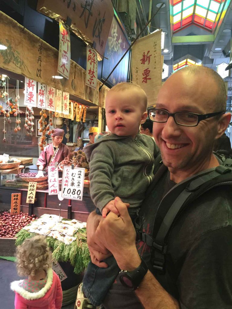 after a long haul flight with our toddler, we enjoyed touring the Nishiki Market in Kyoto Japan.