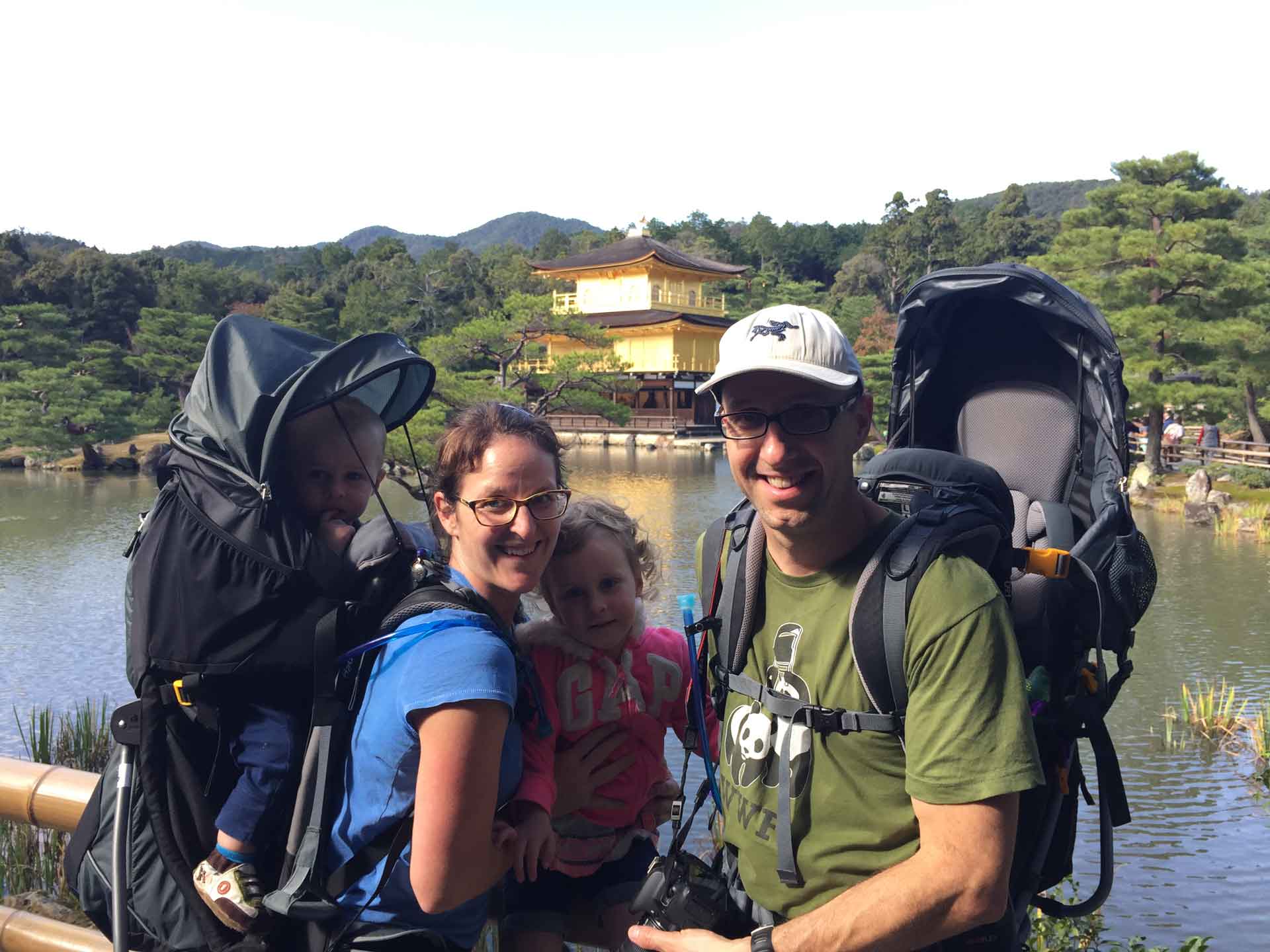 Golden Pavilion Kyoto Japan with a baby and toddler