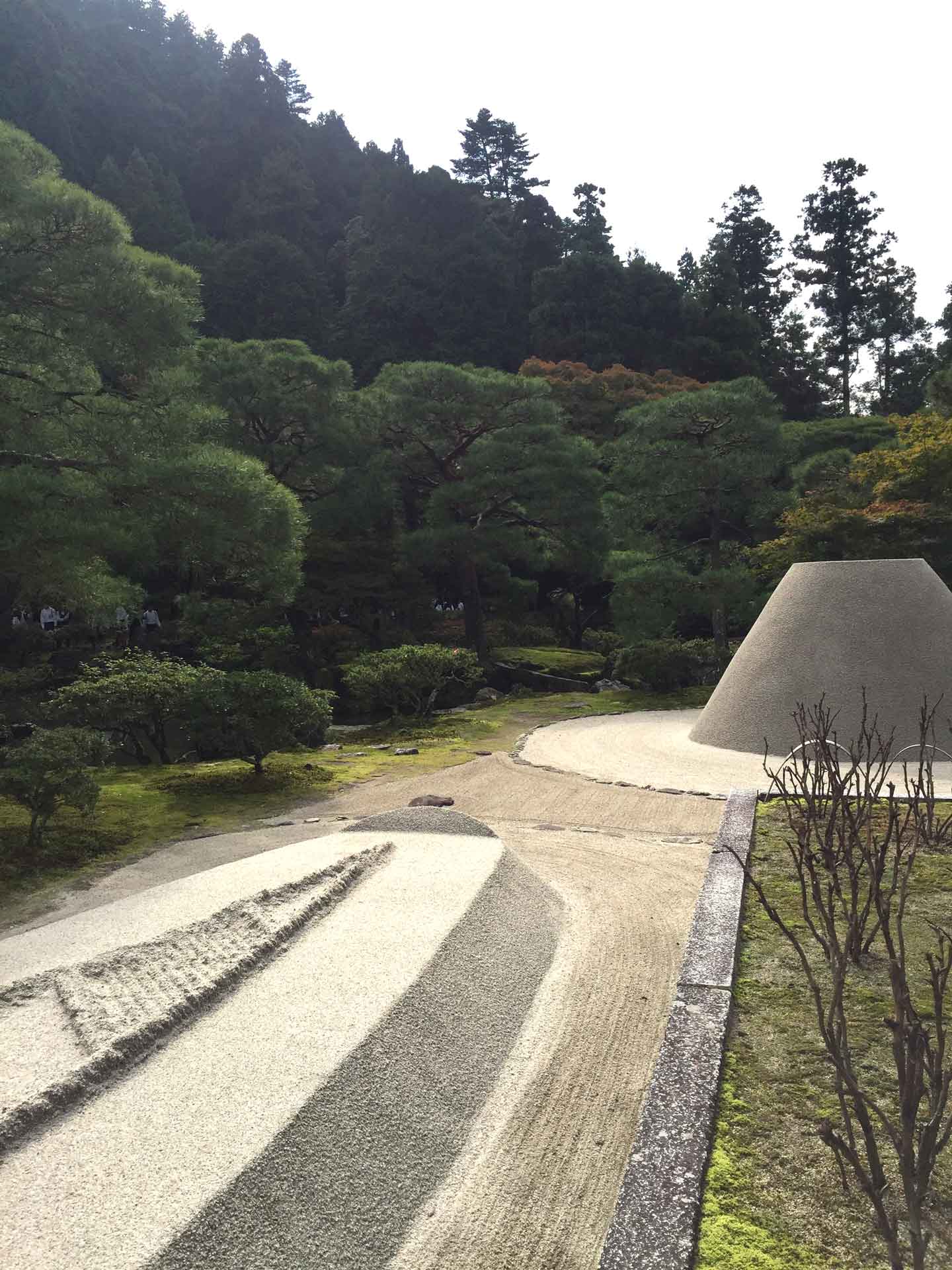 Ginkaku-ji temple in Kyoto with a toddler