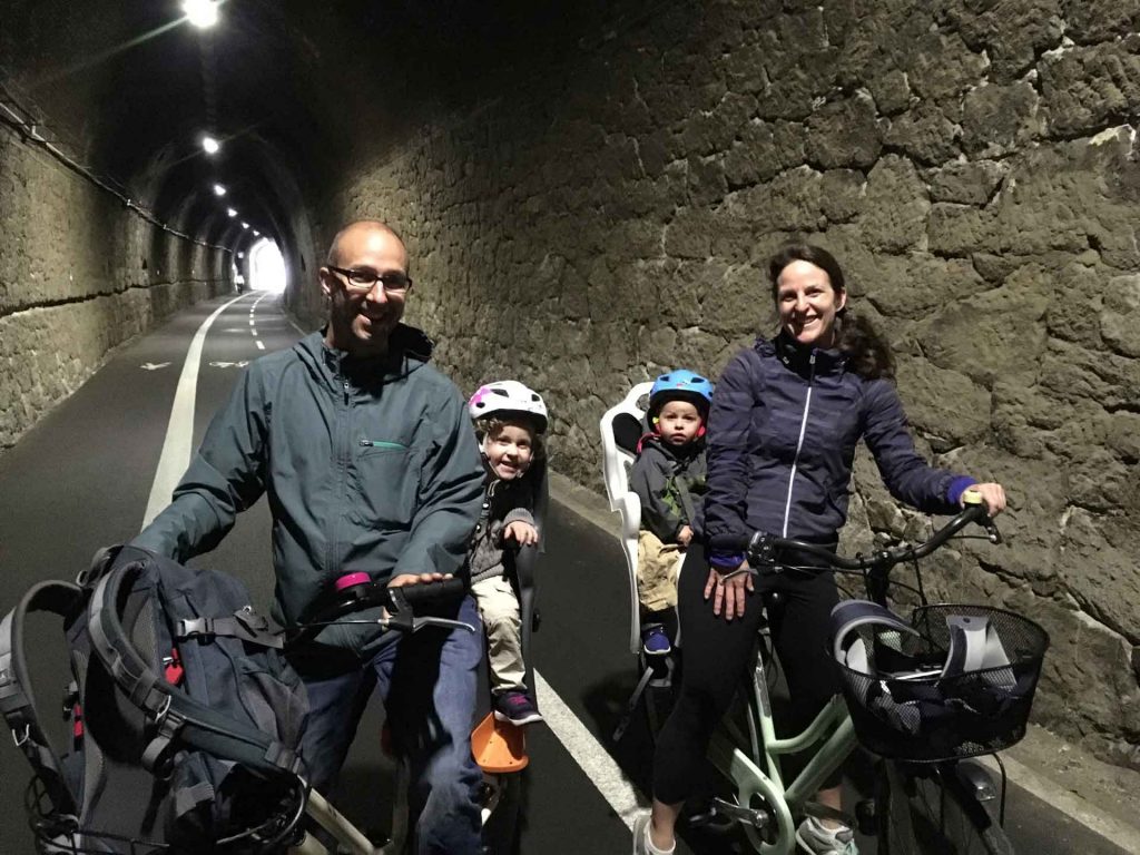 Cycling on a converted railway track from Levanto to Framura was one of our favorite things to do in Cinque Terre with kids 