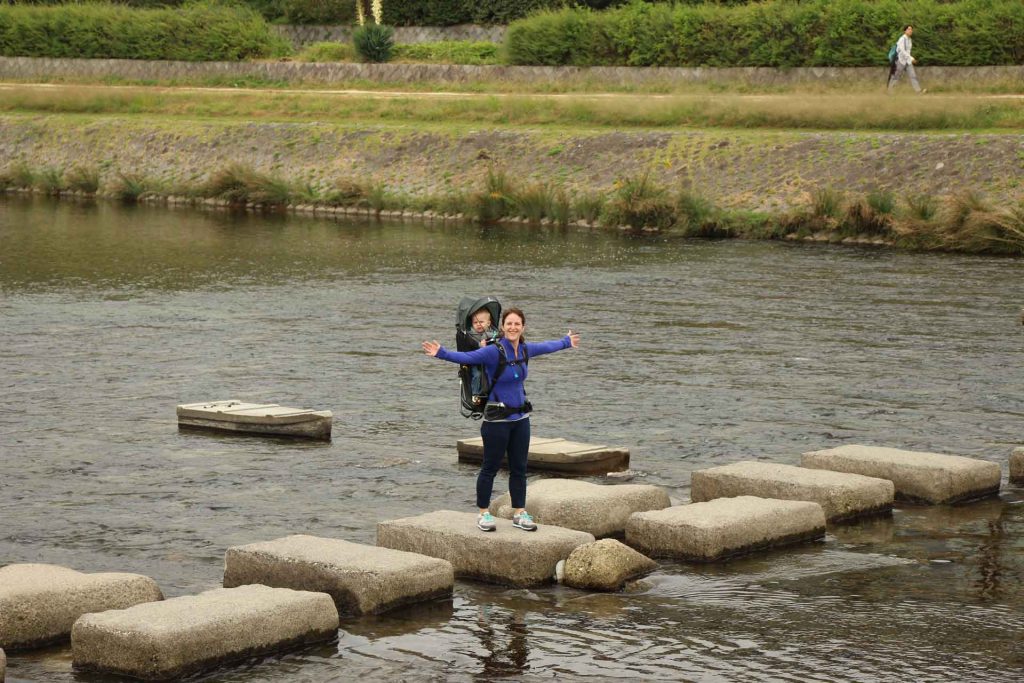 an easy walk along the Kamo River in Kyoto