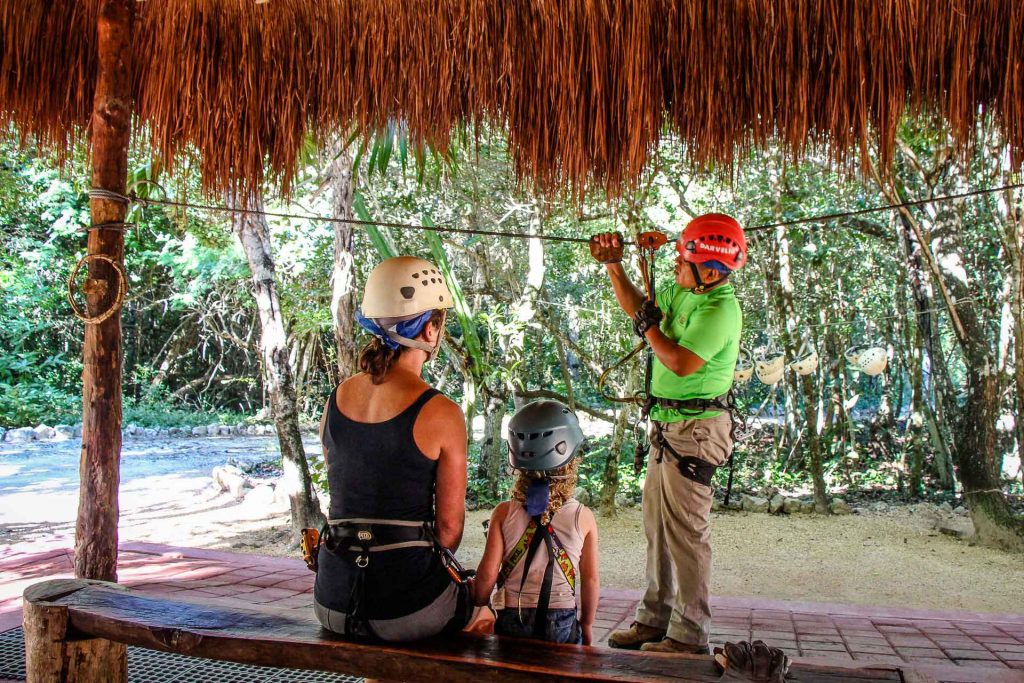 Ziplining in Mexico with kids