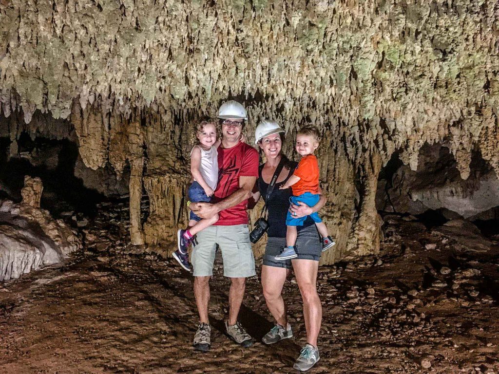 Cave tour at Aktun-Chen Mexico with kids