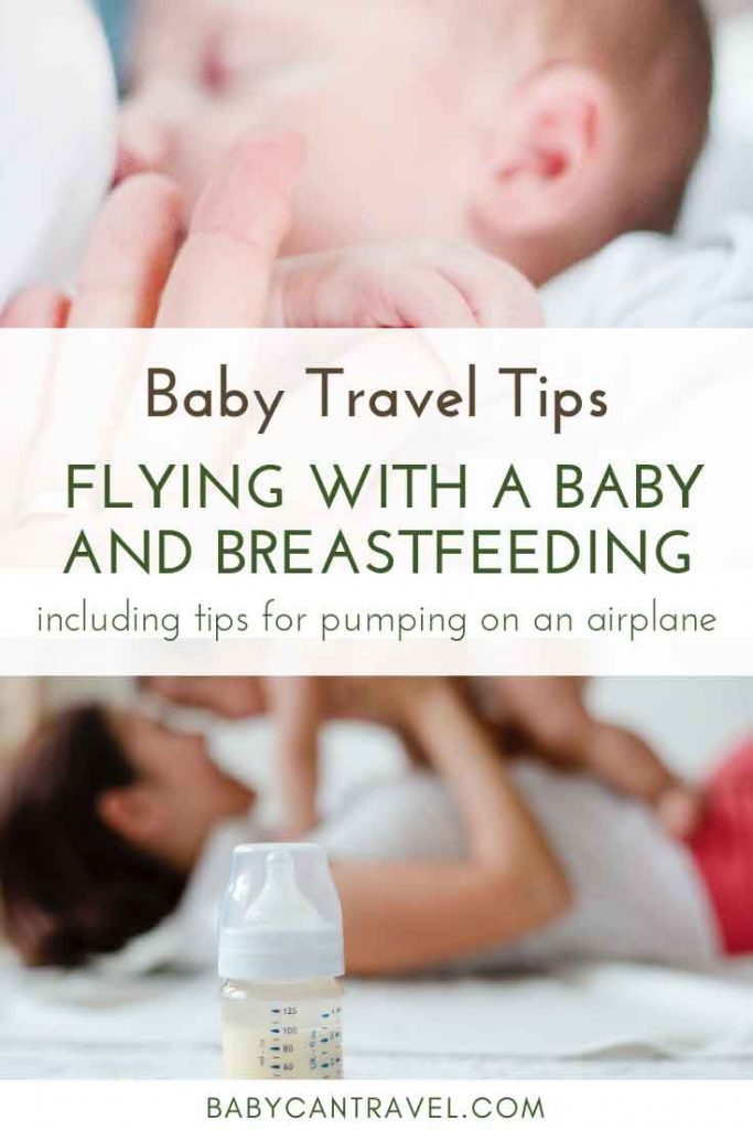 Flying with a baby and Breastfeeding on an airplane. Includes all the travel tips for breastfeeding and pumping on an airplane. #flyingwithbaby #breastfeeding #pumpingonairplane #Travelwithbaby