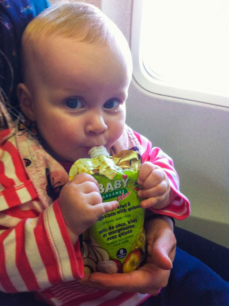 pack favorite foods for for flying with a baby