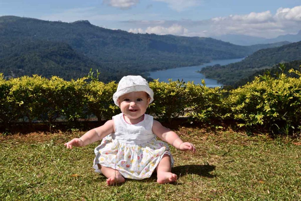 a happy baby visits Sri Lanka on a family holiday - it's one of the best countries to visit with a baby.
