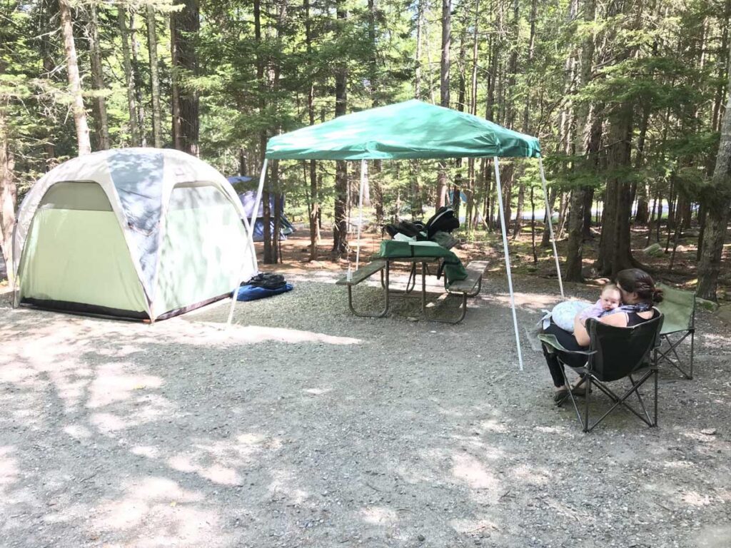 Camping in Acadia National Park with infant