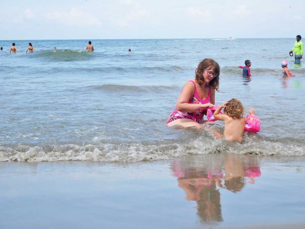 Visiting a Beach on the Caribbean coast in Cartagena with toddler