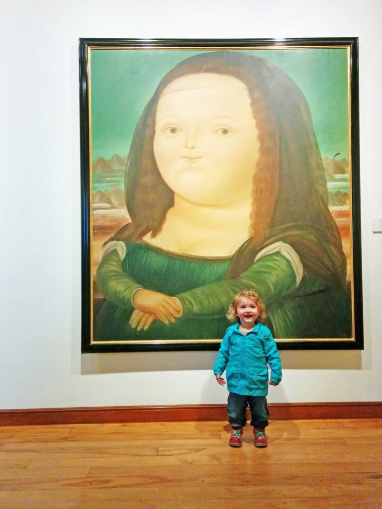 Botero museum is a fun thing to do in Bogota with a toddler