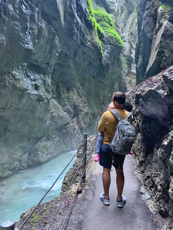 Hike Partnach Gorge with toddler in Bavaria, Germany