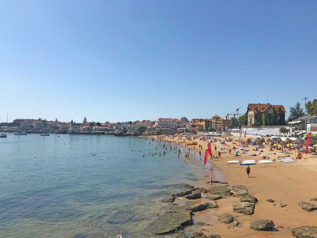 Cascais beach near Lisbon Portugal with toddlers