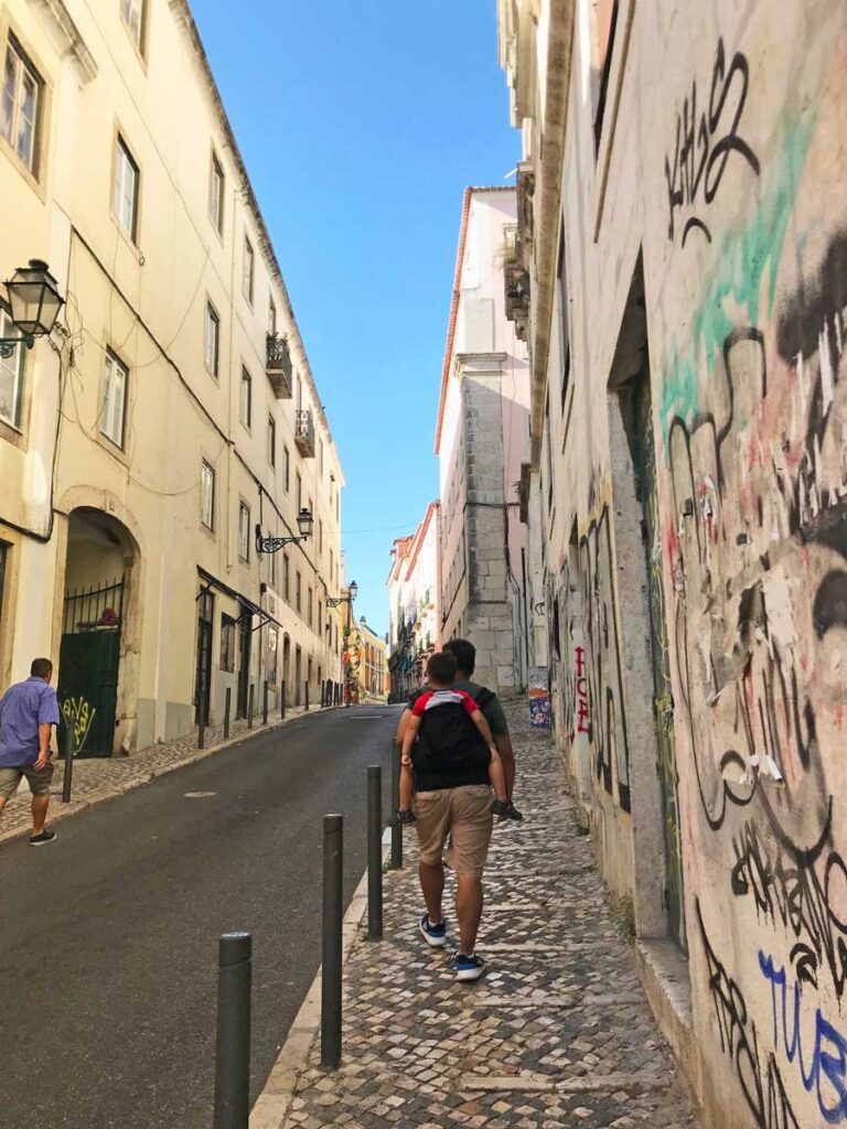 visiting lisbon with baby carrier