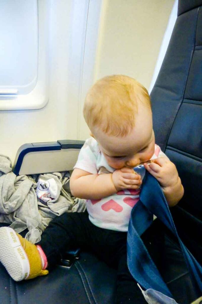 flying with baby in airplane seat