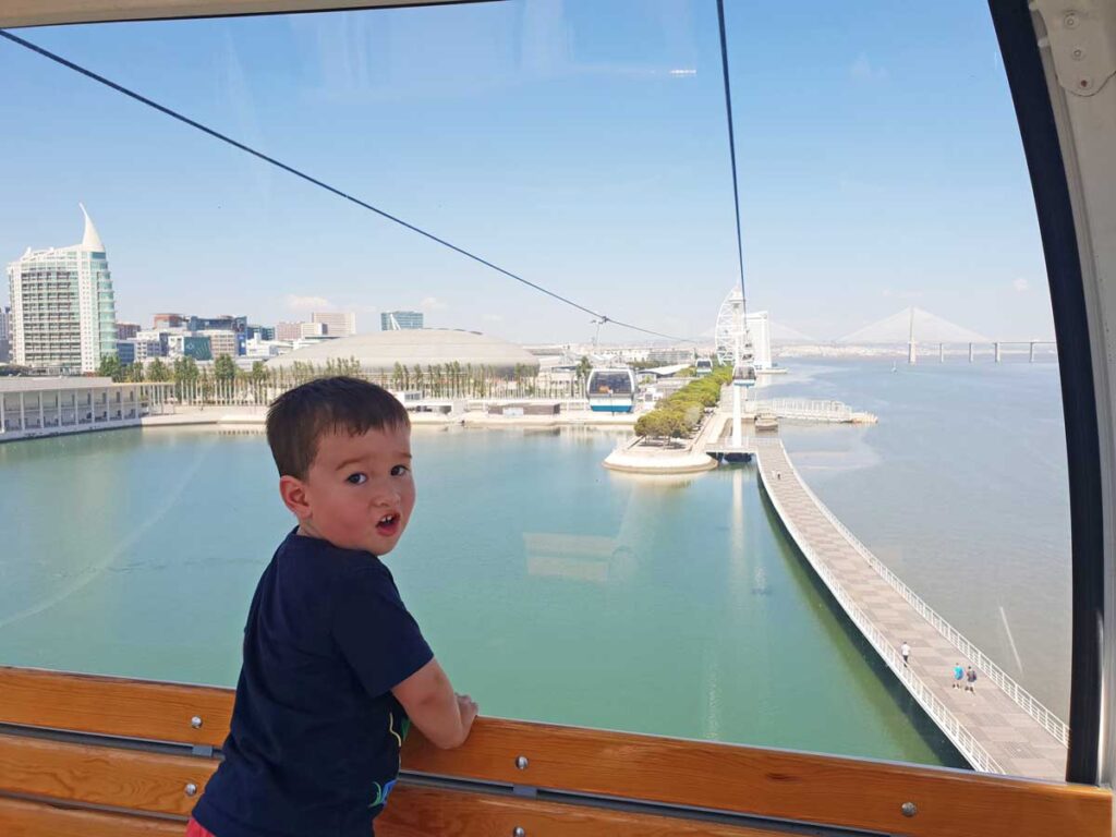 the Telecabine Lisbon cable car is one of the most fun things to do in lisbon portugal with kids