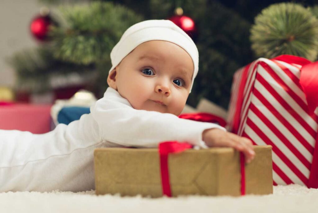 image of baby at christmas