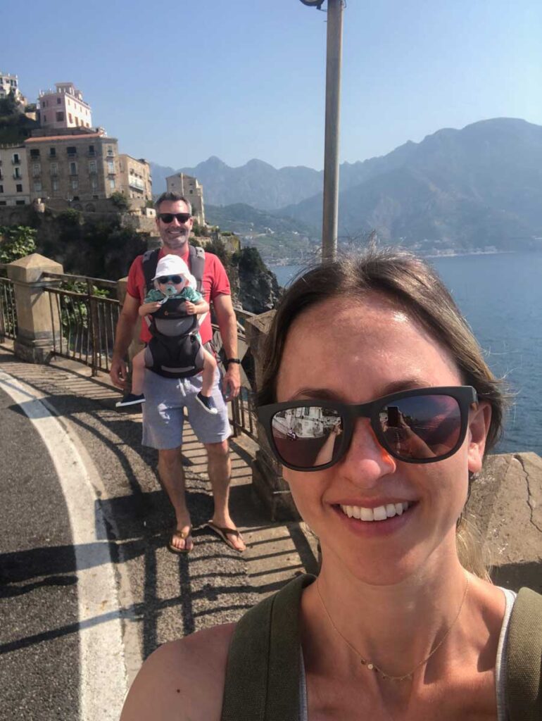 getting around the Amalfi Coast with a toddler in a carrier