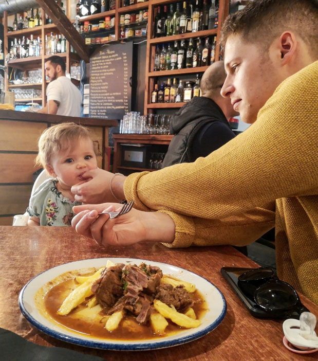 eating tapas in seville with a baby
