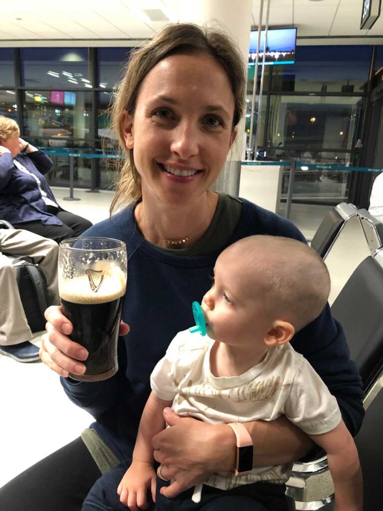 image of woman and baby in airport