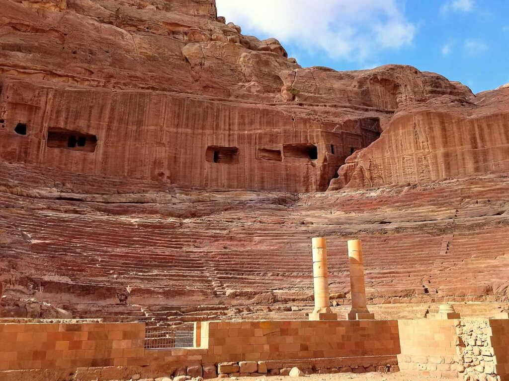 visiting the Theater at Petra with a baby toddler