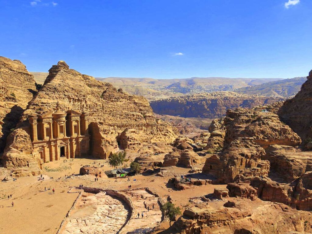 image of the view of the Monastery at Petra Jordan