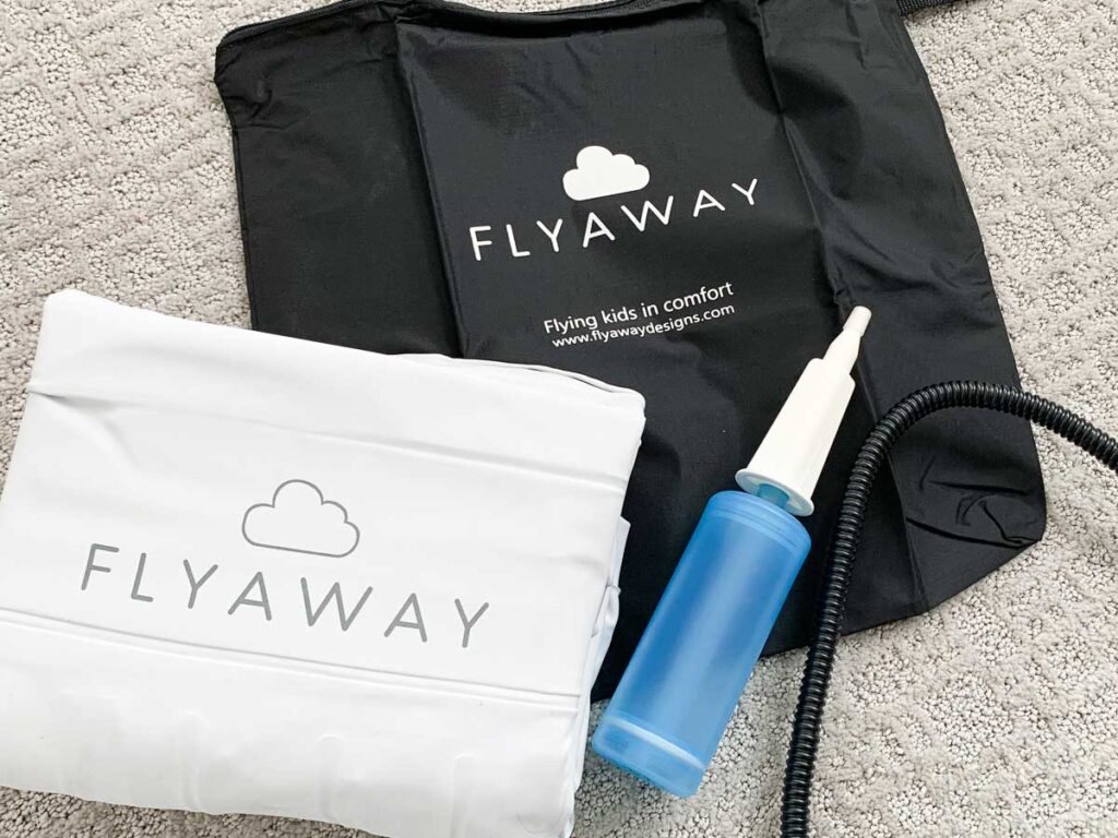 unboxing the Flyaway Kids Bed - includes inflatable airplane cushion, travel bag and pump