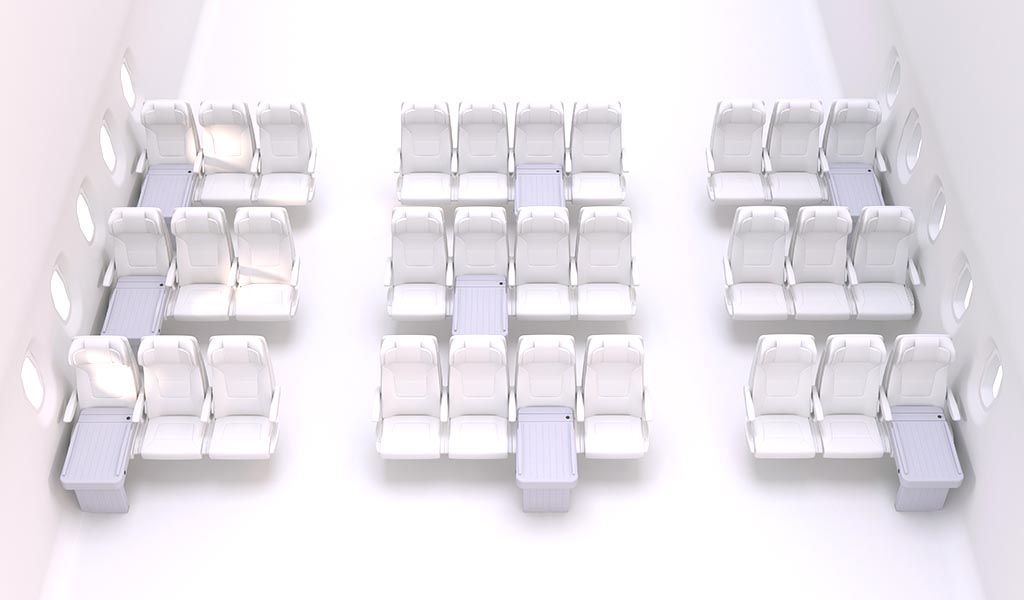 Diagram of seats to choose to be able to use the Flyaway Designs airplane bed for toddlers 