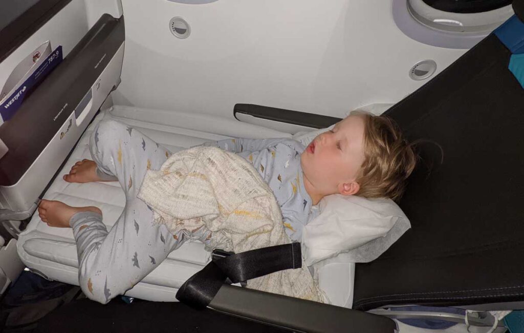 Toddler Sleeping on Airplane using Flyaway Designs Kids Airplane Toddler Bed