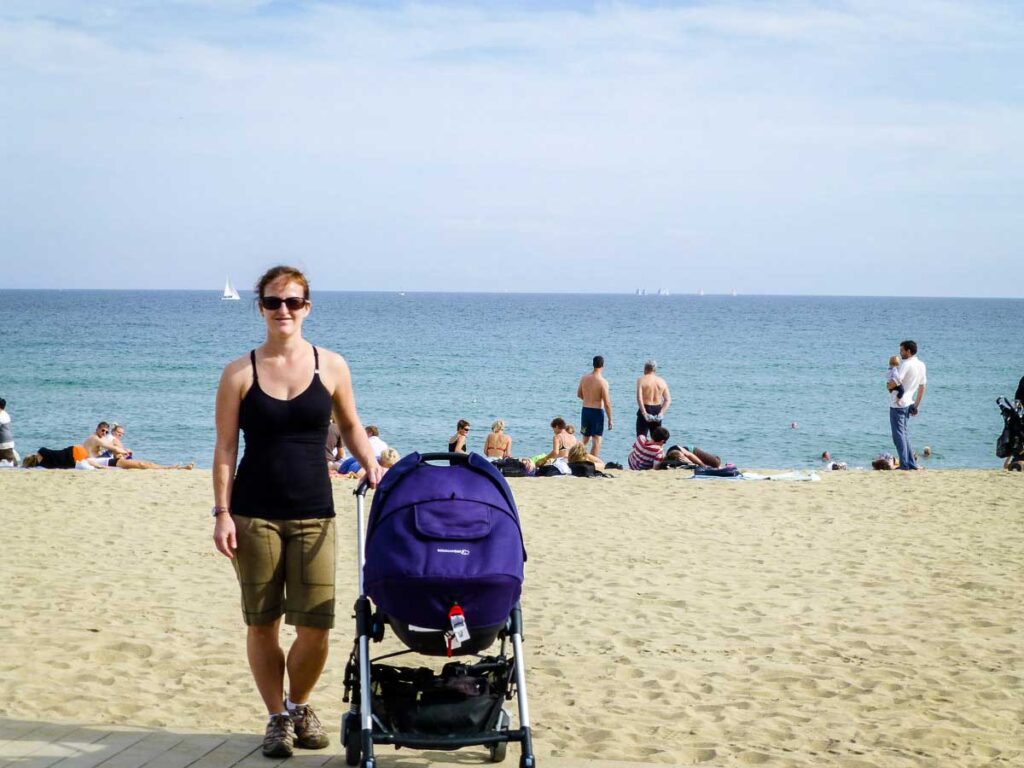 Barceloneta Beach with toddler or baby