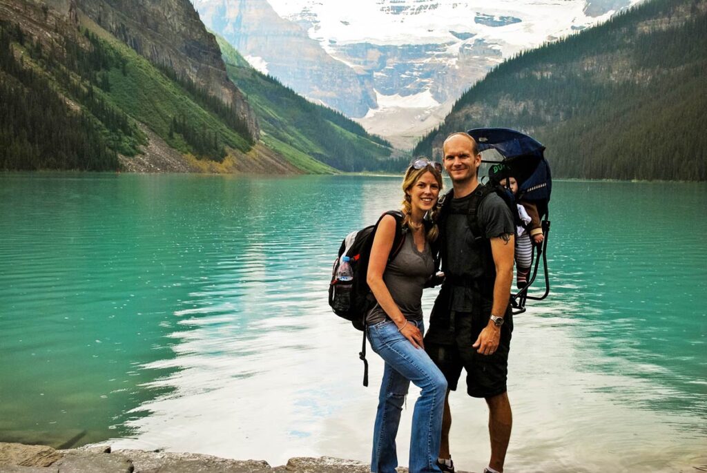 kid-friendly hiking trail in Banff - Lake Louise to Lake Agnes hiking trail with a baby