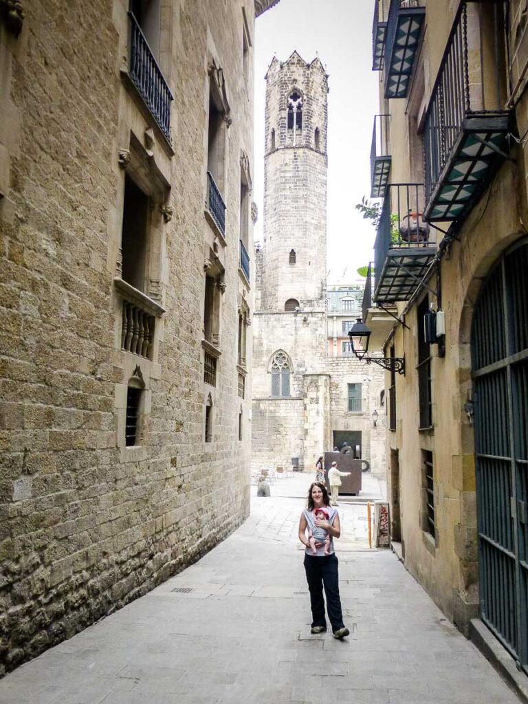 Getting Around Barcelona with Baby in Baby Carrier