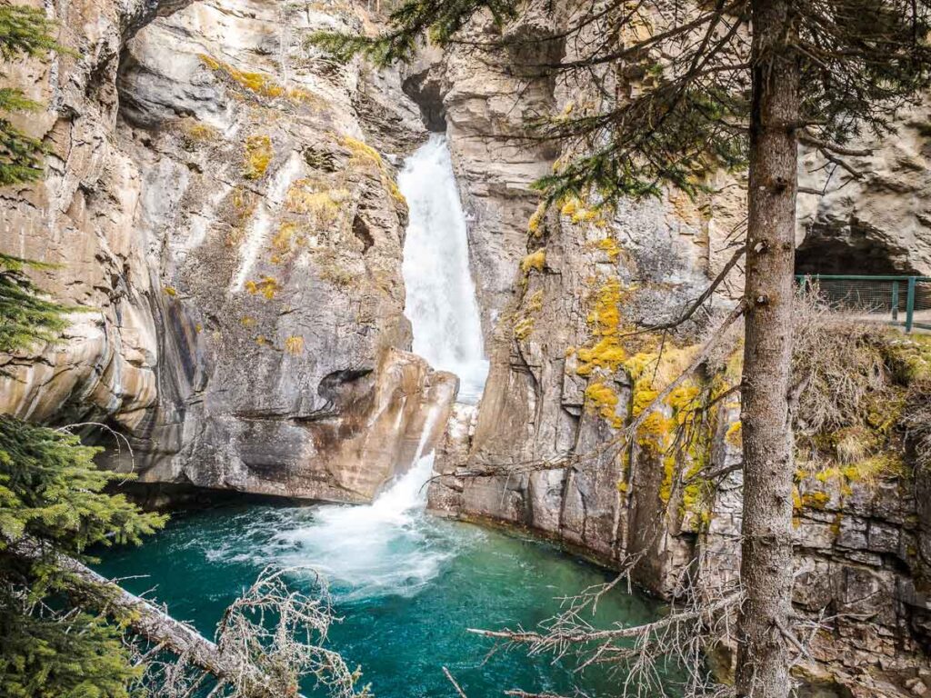 Toddlers will love getting close to this Banff waterfall in the cave at Johnston Canyon