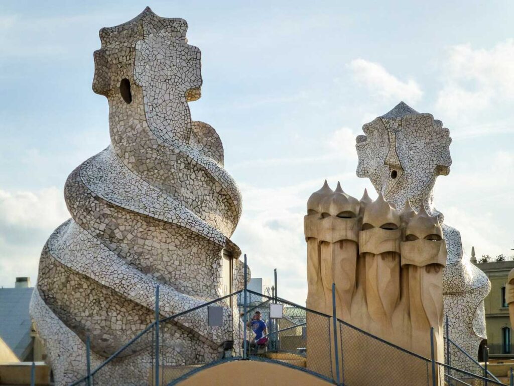 Visiting the rooftop of Casa Milà with a baby or toddler