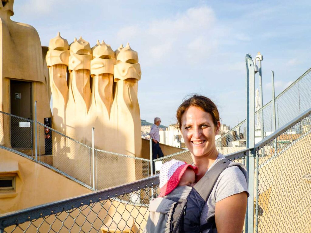 Visiting La Pedrera on a family holiday to barcelona with a baby