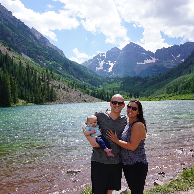 hiking with a baby at Maroon Bells, Colorado