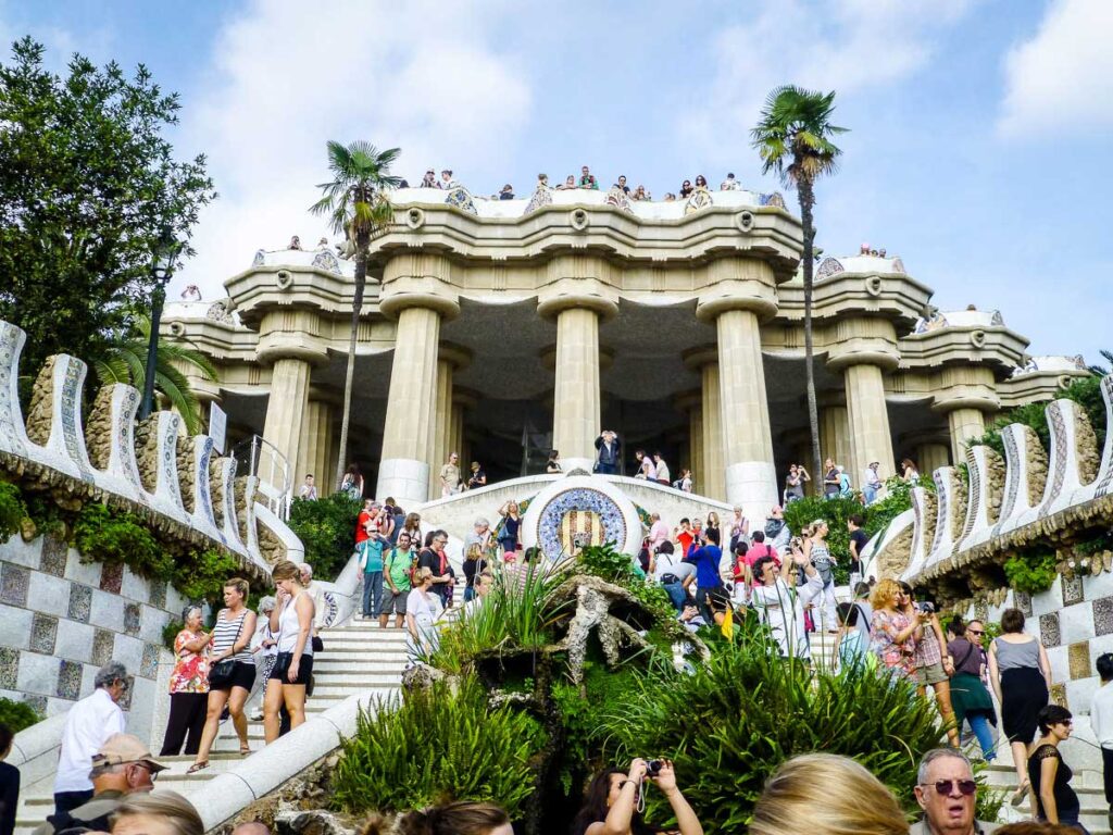 Park Guell in Barcelona with baby