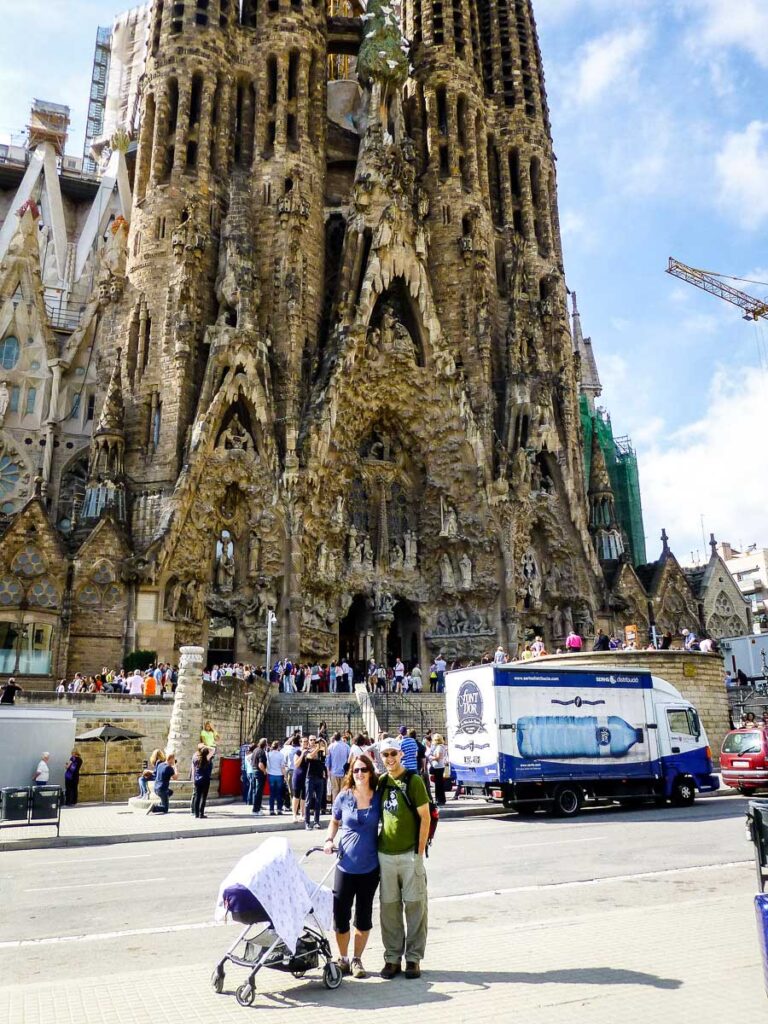 visiting Sagrada Familia with a stroller in Barcelona