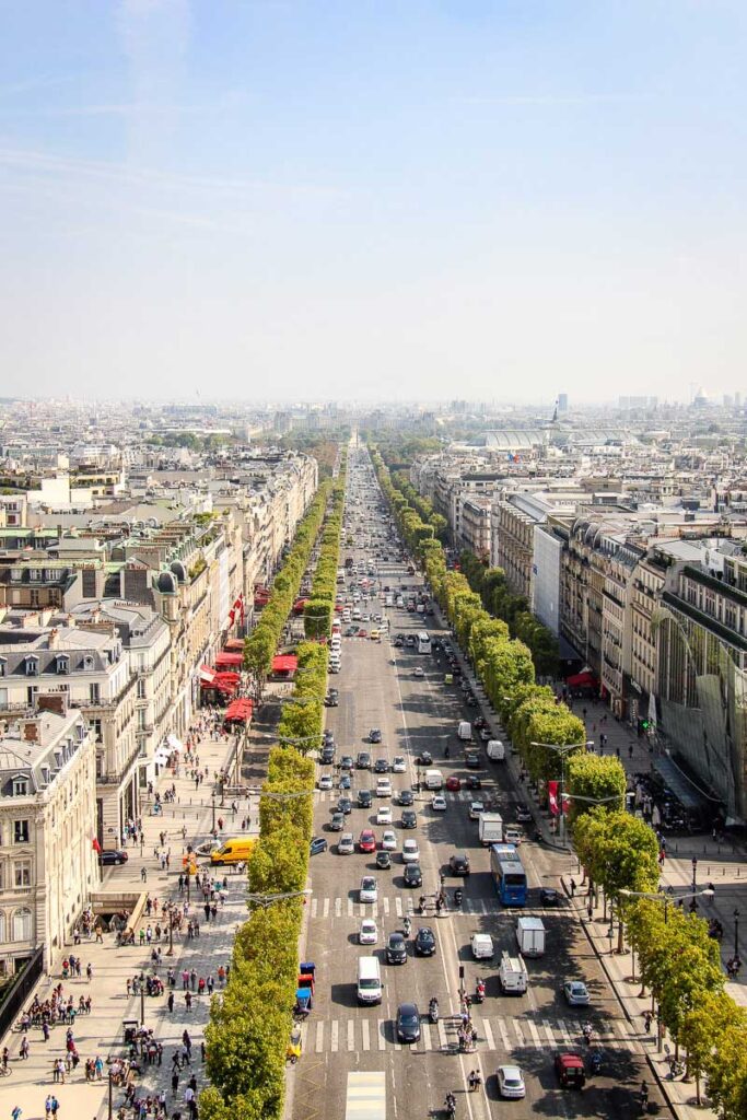 View from Arc de Triomphe Paris with toddler