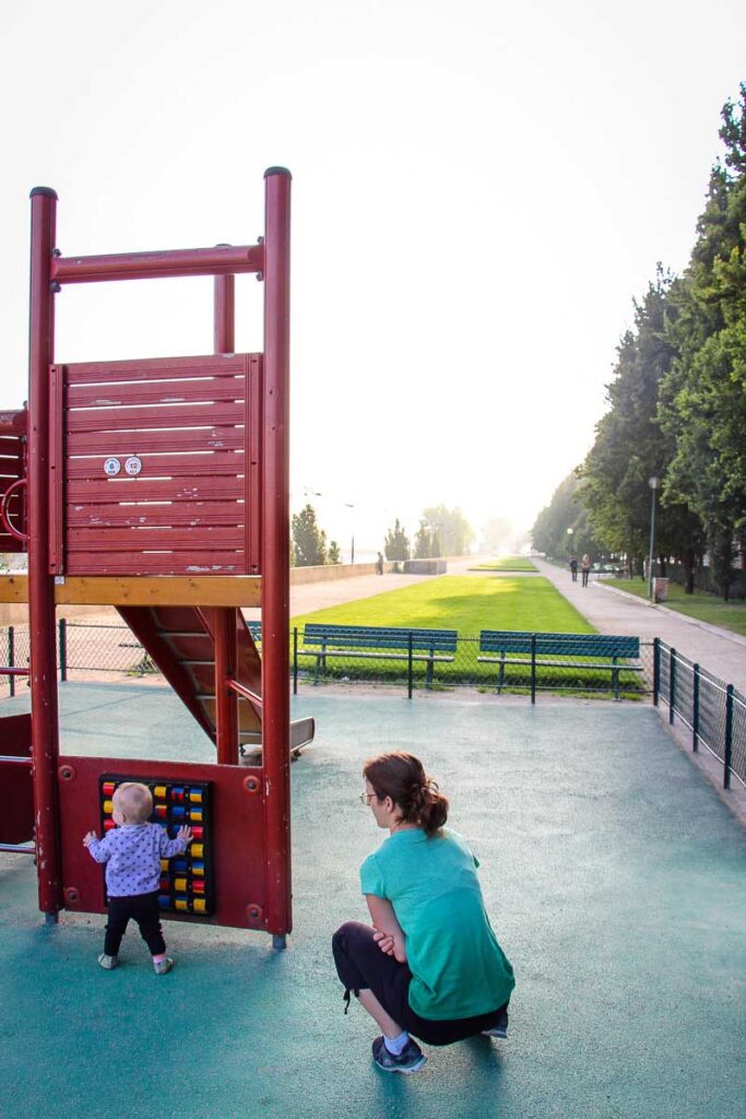 playground in Paris along La Seine with a toddler