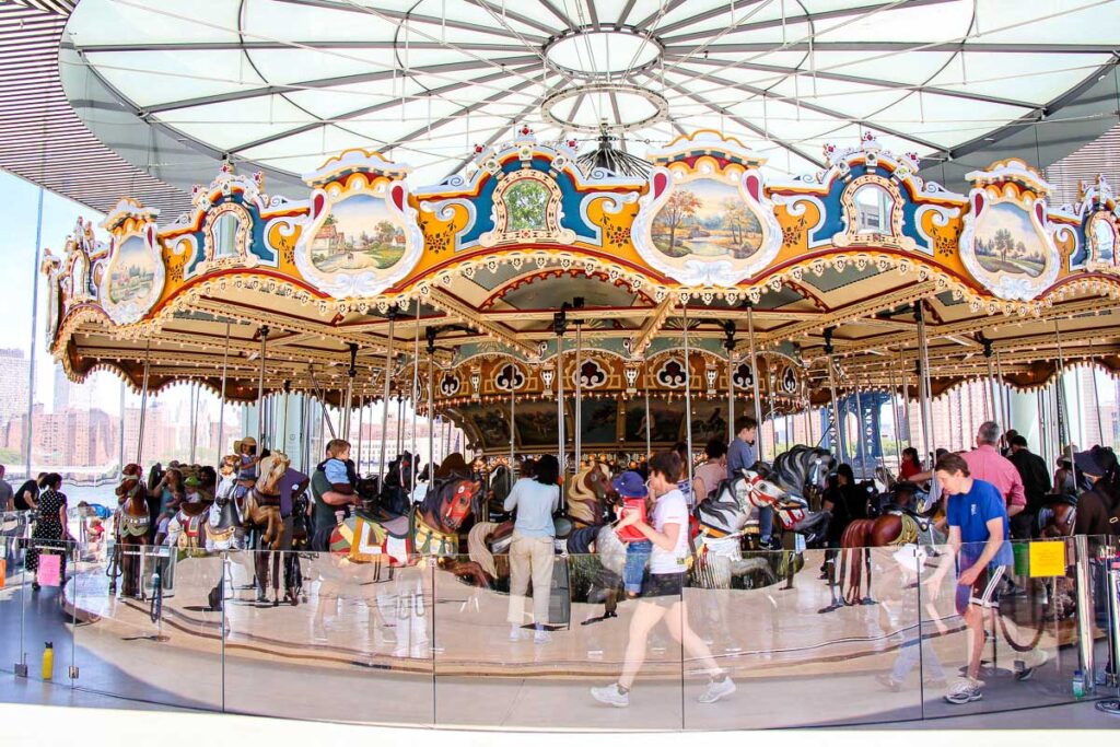 carousel in Brooklyn Bridge Park - best things to do in NYC with a baby