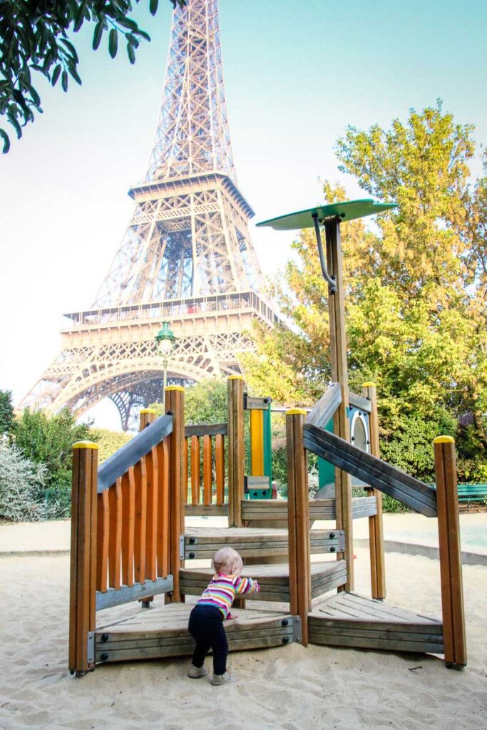 Eiffel Tower playground in paris