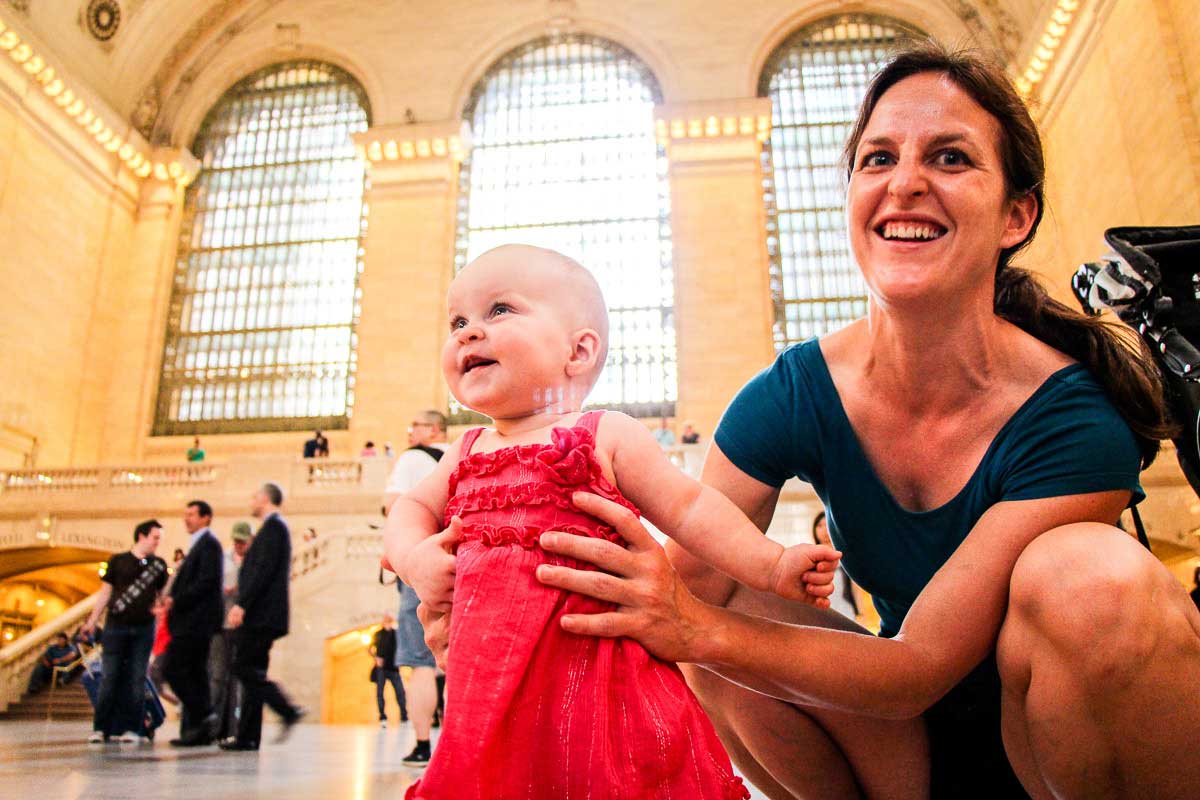 visiting grand central terminal in NYC with baby