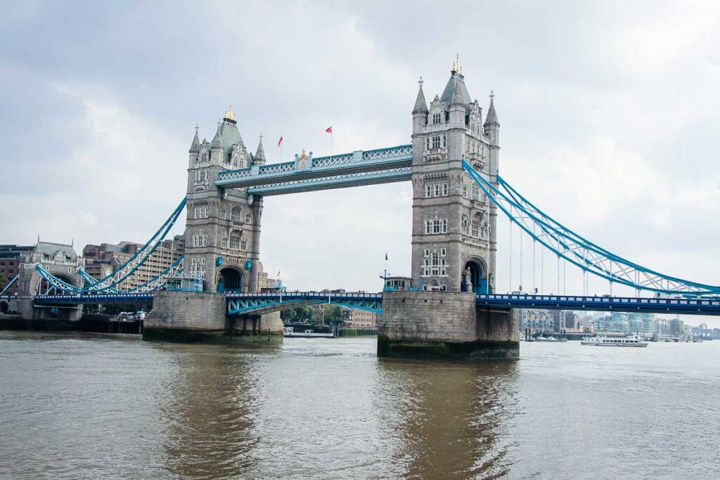 Tower Bridge in London with a baby