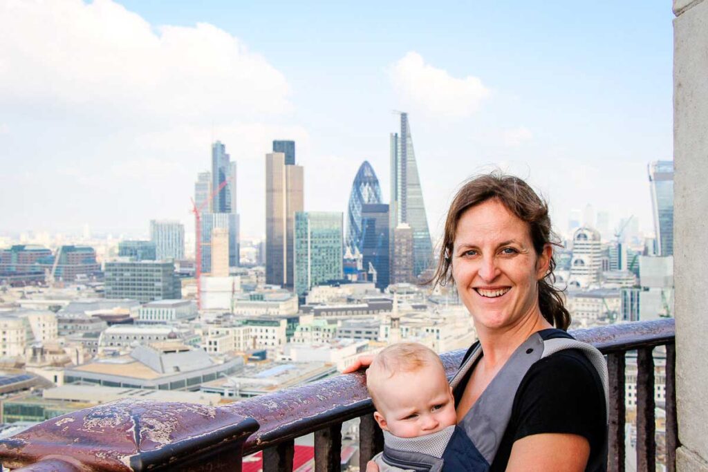 View from the Galleries of St Pauls Cathedral in London with a baby