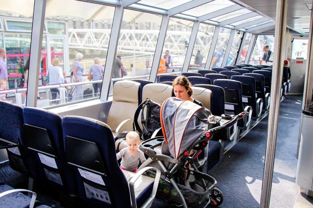 Thames Clipper in London with a stroller